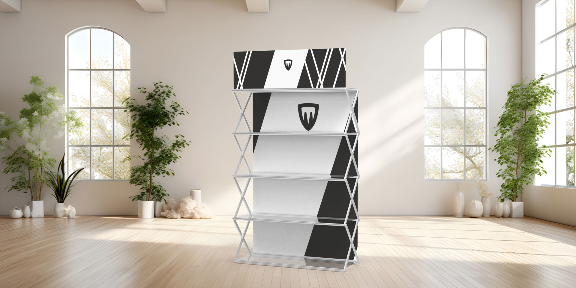 présentoir à étagères portable