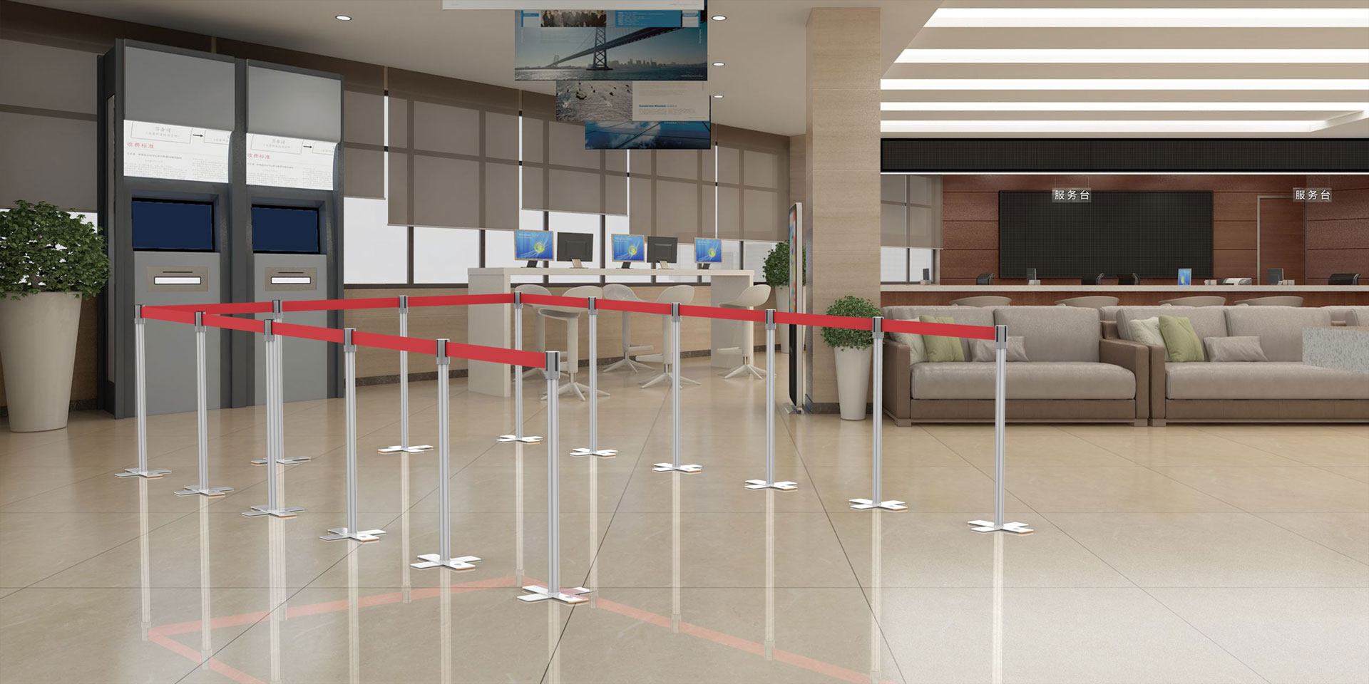 Poteau à sangle rétractable