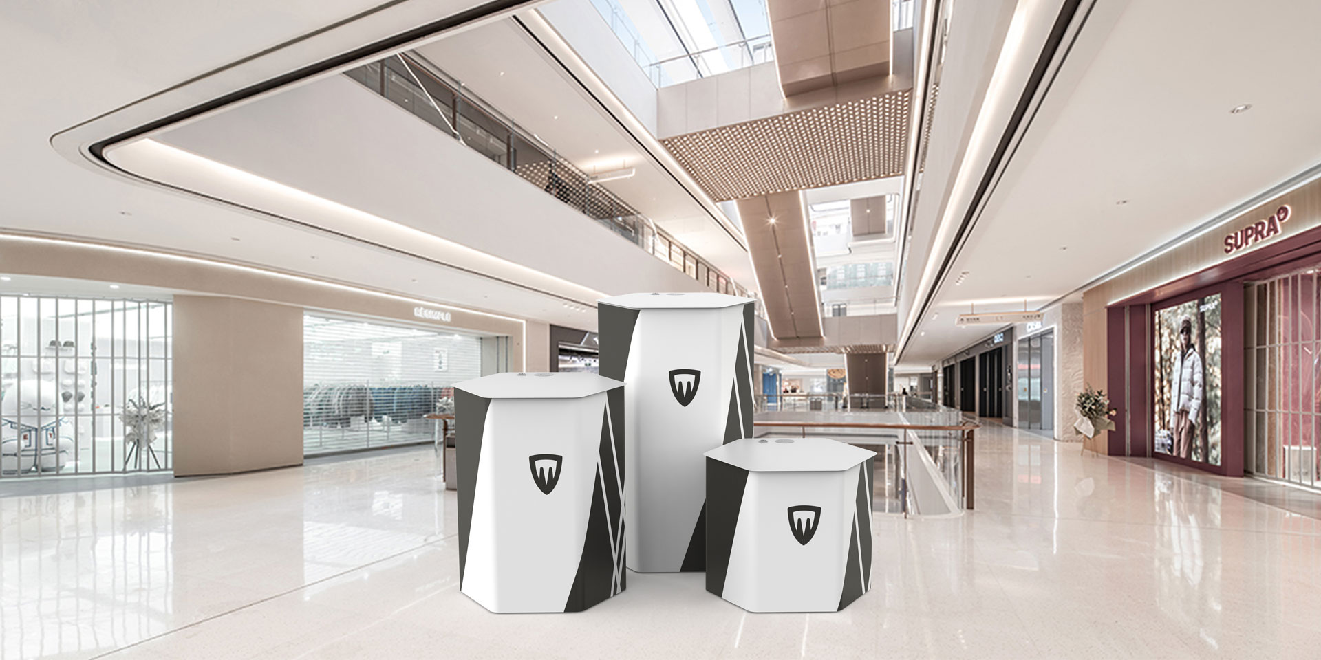 présentoir hexagonal