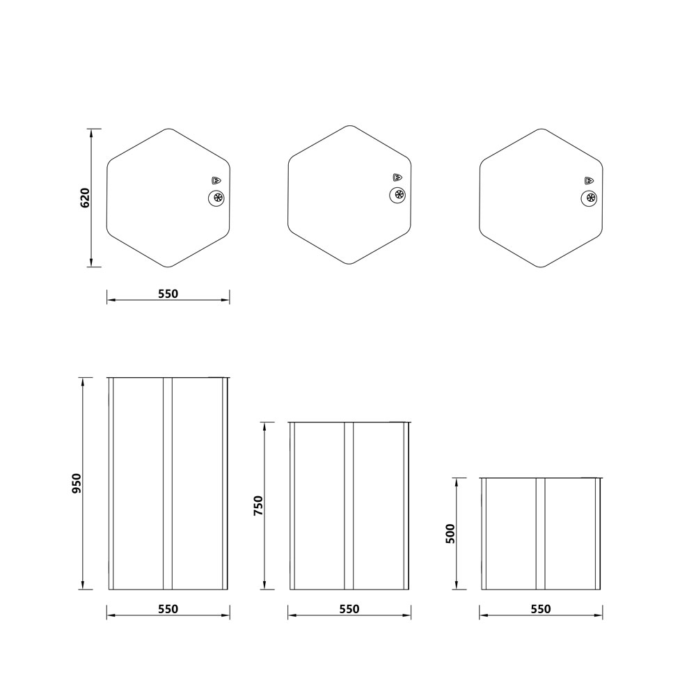 présentoir hexagonal